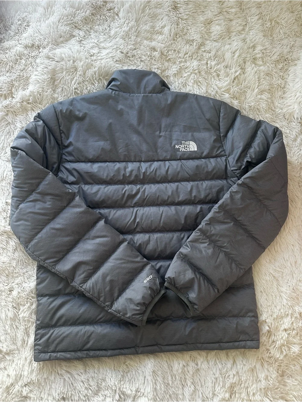 THE NORTH FACE Gray 550 Down Puffer Jacket Men's Small Full Zip Winter Coat NWT